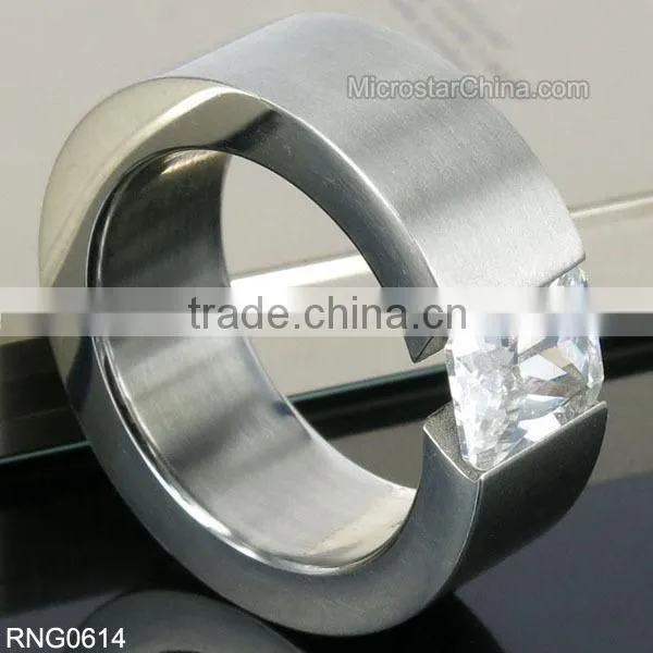 Cheap Wholesale Custom Made 304 Stainless Steel Finger Ring With Diamond