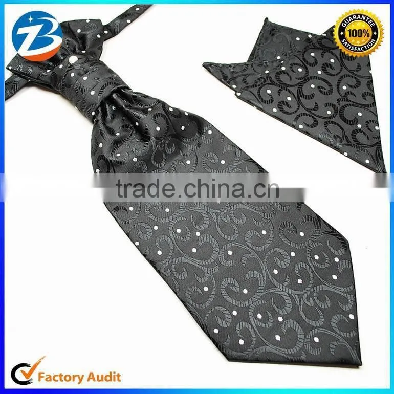 Fashion Jacquard Design Microfiber Hanky Ascot Tie Set