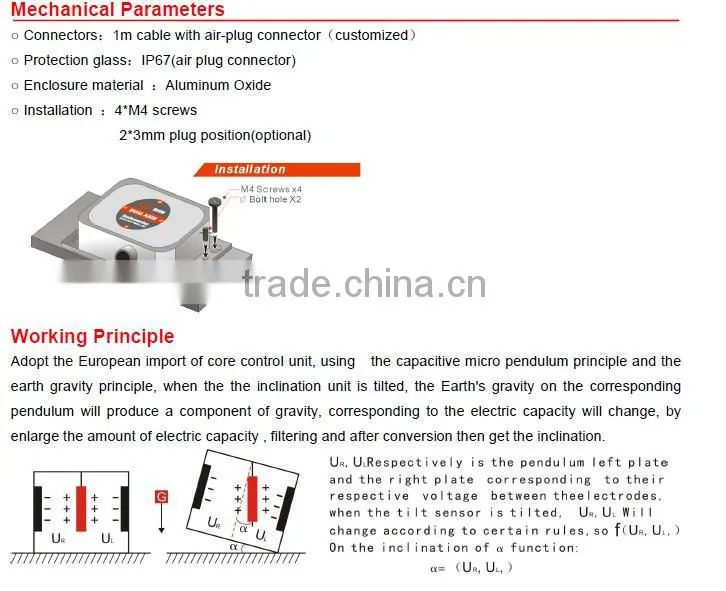 ACA620T High Anti-Vibration Dual axis Tilt Sensor With Excellent Temperature Stability And Auto Calculate It's Posture