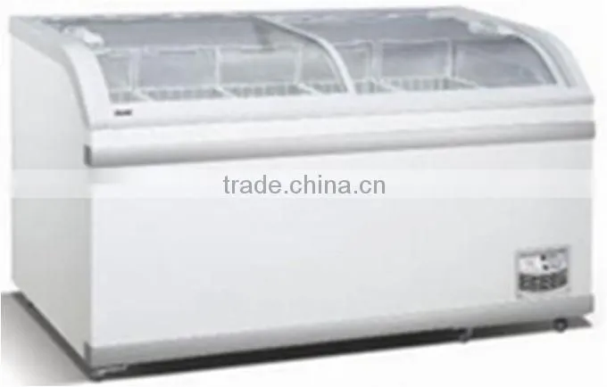 Sliding glass top chest freezer for ice cream storage