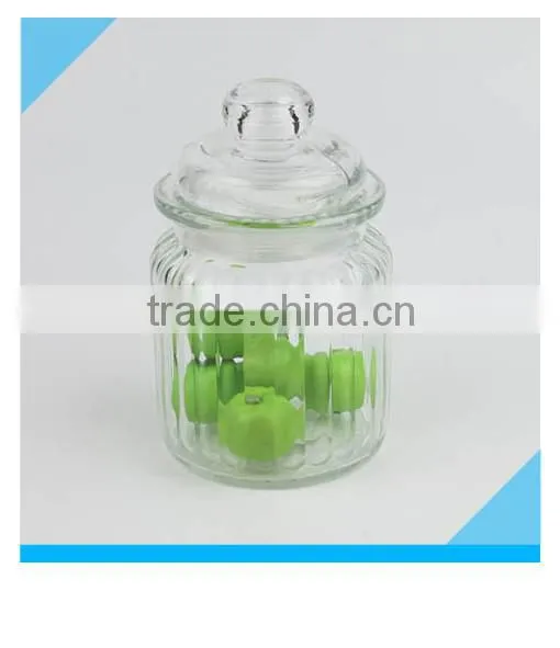 300ml Fancy Round Glass Candy Jar with Glass Lid
