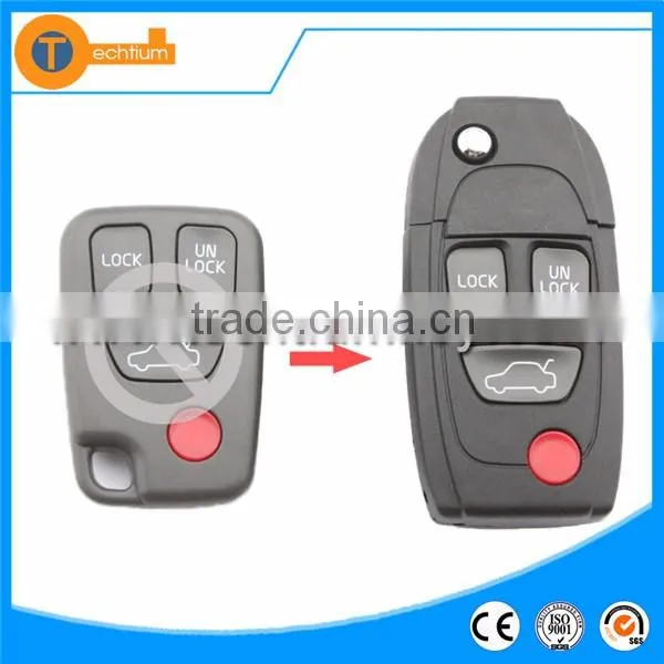 high quality 3+1 remote key shell with uncut blade no logo with letter on back for volvo xc90 s60 s40 v70 850
