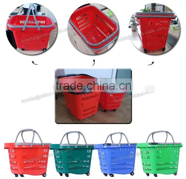 Multifunctional Plastic Rolling Collapsible Shopping Basket