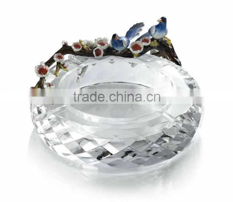 RORO Joy plum flower enamel crystal glass ashtray
