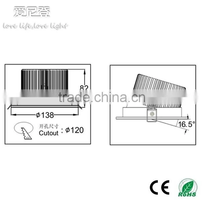COB led downlight Cut out 120mm, 35w gimbal led downlight