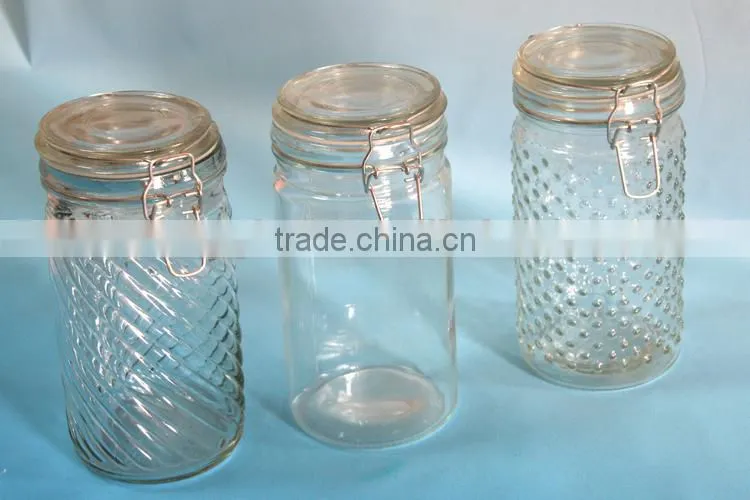 1000ml straight side glass tube jar bottle with airtight lid
