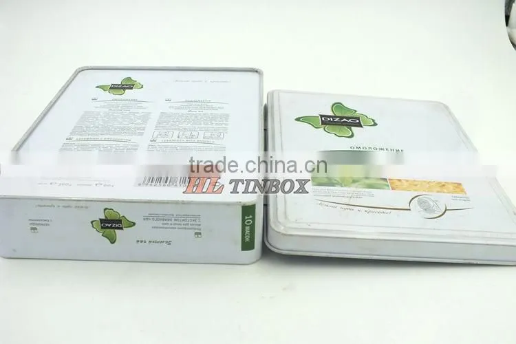 Rectangular Facemask Cosmetics Metal Tin Box with Hinged Lid