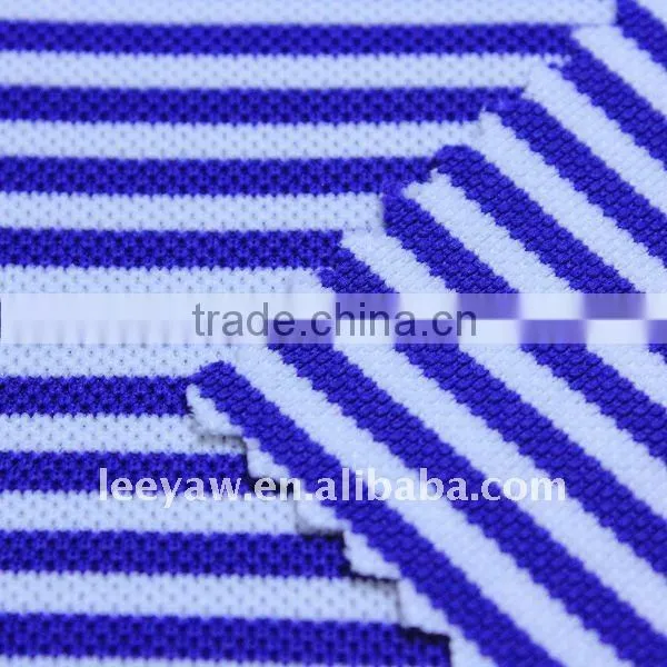 100% poly pique stripe fabric with wicking finish