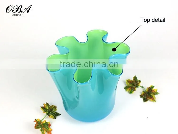 Hand-blown Modern Style Cheap Chinese Cabbage Glass Vase / Eco-friendly Home Decor Big Glass Flower Vase