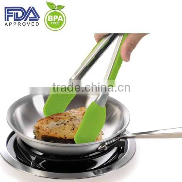11 Inch Novelty Silicone Locking Kitchen Tong With Stainless Steel Handle