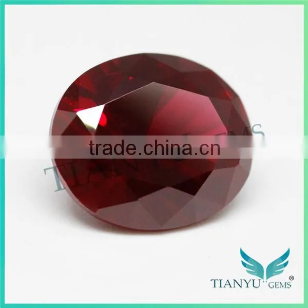 Wholesale loose gemstones 8# oval-shape red ruby price synthetic gemstone