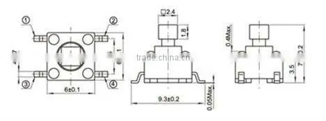 FTVDM04-G73 Tactile Tact Push Button Switch 6x6X7.3mm SMD