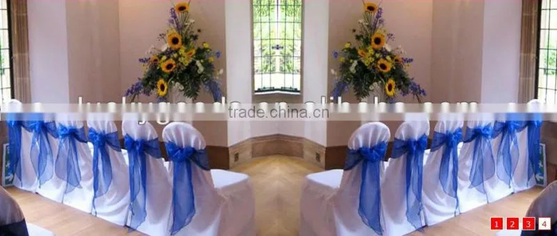 Royal blue satin chair sashes for wedding