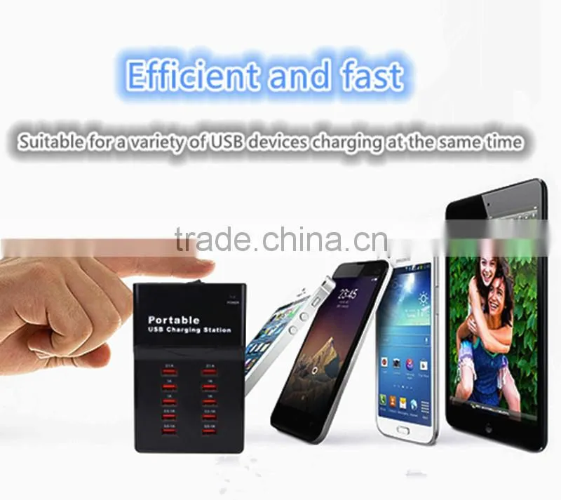 10 ports smart USB plug power charging socket