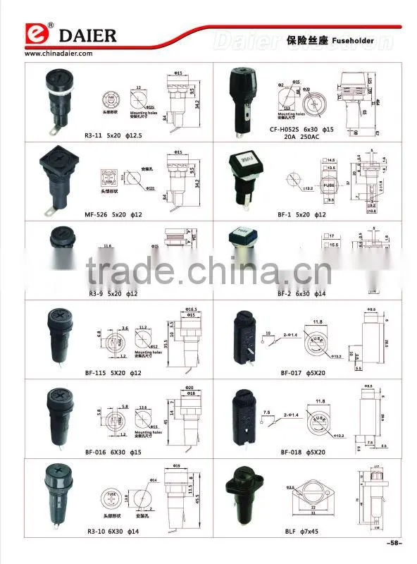 Daier 6X30mm automotive fuse holder