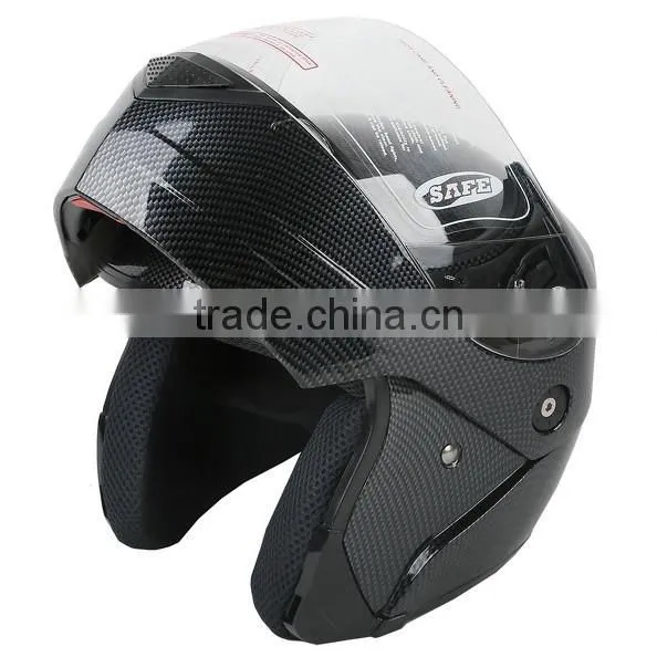 Carbon Fiber Flip Up Modular Full Face Motorcycle Helmet Street Sport S M L DOT