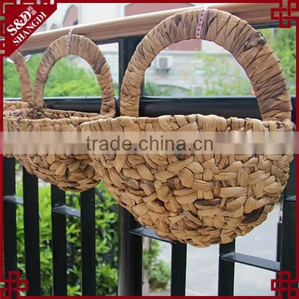 S&D water hyacinth rattan vertical green grow wall hanging planter