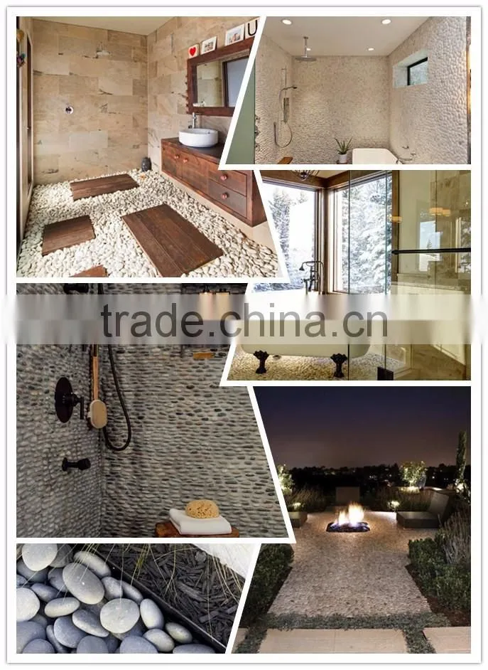 white pebble polished meshed flat tile