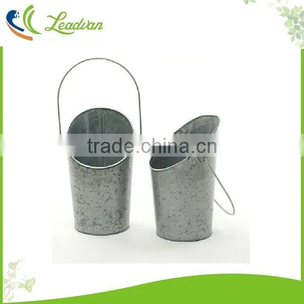 China wholesale garden 3 sets garden galvanized metal small herb flower pots