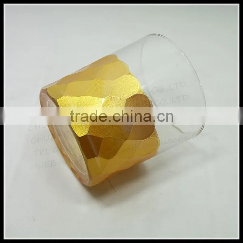 8 oz hand cut gold painted glass candle holder