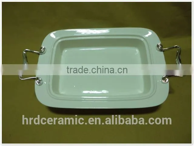 Supply stock ceramic plate set with Metal handle