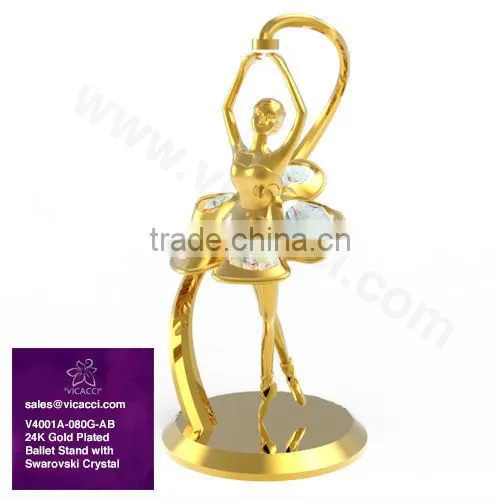 24K Gold Plated Metal Ballet Stand with Swarovski Elements
