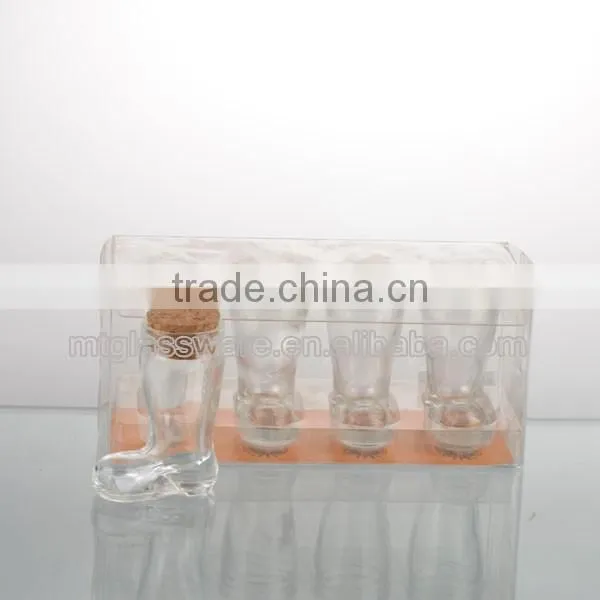 4pcs clear boot shot glass with pvc