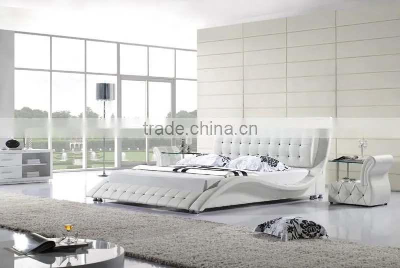 Fahsion S Shaped PU Leather Home Furniture Soft Bed