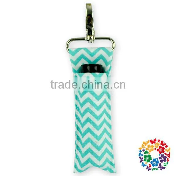 Red Chevron Fabric Cotton Chapstick Lip Balm Holder Handmade Fancy Key Holders