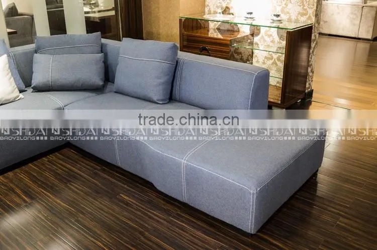 2016 Latest New L Shaped Sofa Designs Linen Fabric Sofa