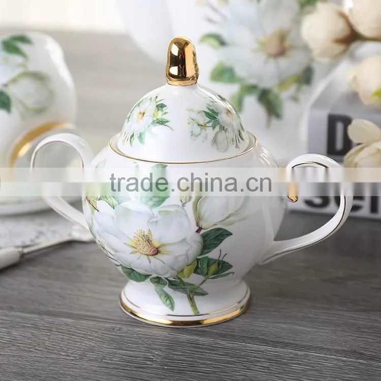 Bone china european style flowers design coffee set of 15pcs