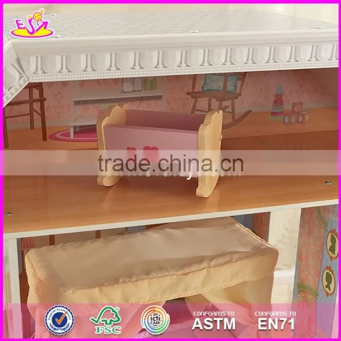 New design beautiful princess wooden dollhouse for children W06A218