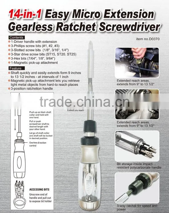 14-in-1 Easy Micro Extension Gearless Ratchet Screwdriver