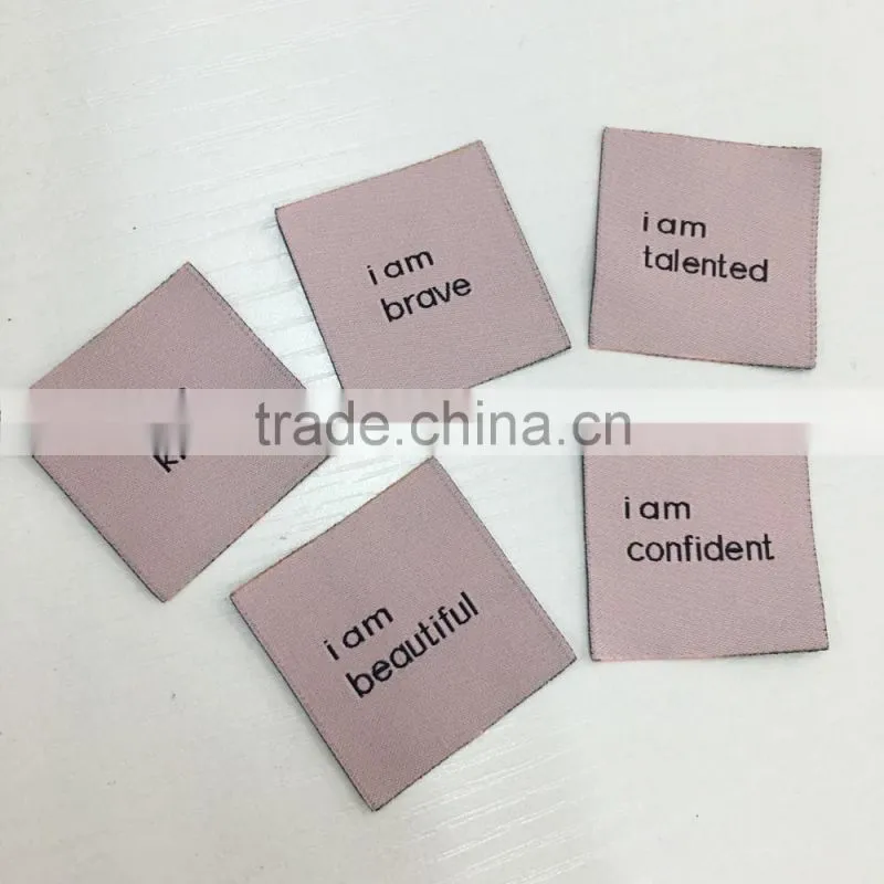 2017 hjgh quality satin damask woven labels for clothing