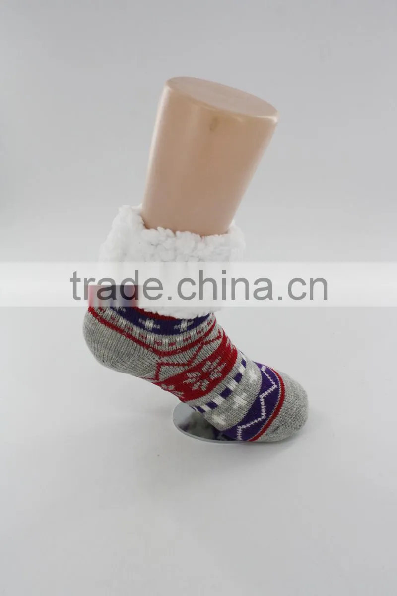 Acrylic faux fur indoor adult slipper socks