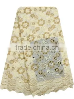 100% cotton swiss voile dry lace fabric with embroidery/ swiss voile lace in switzerland for garment SL0409-7