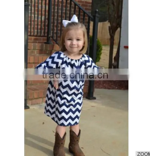 Baby Girls Pillowcase Chevron Stripe Tied Neck Dresses Girls Summer Dresses