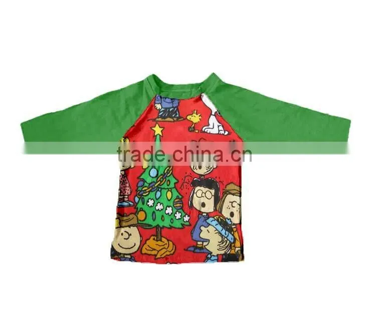 leaf Pattern 3/4 Sleeve T Shirt Cotton Children Baby KidsTee Baby Raglan for stpatricks