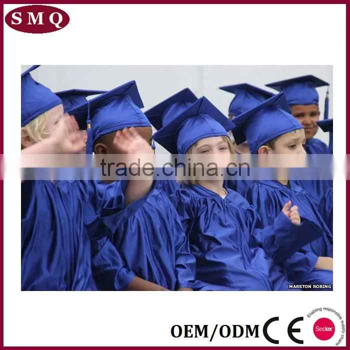 High quality graduation hood cap and gowns blue graduation gown