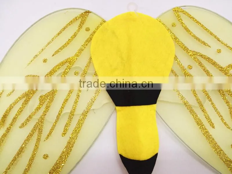 Factory outlet net yarn yellow bee pattern wholesale butterflt wings for sales