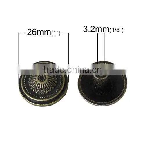 Round Antique Bronze Pattern Carved Jewelry Box/Case Drawer Pull Knob Handles 26mm x19mm