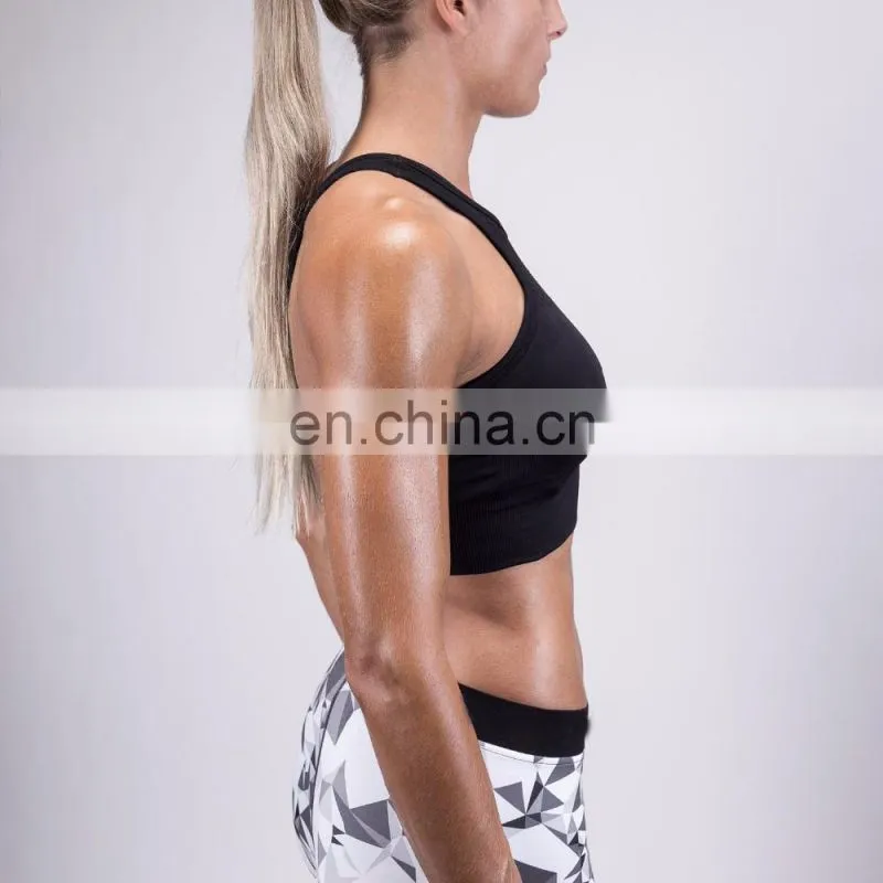 Comfortable yoga wear wholesale dry fit sports bra women fitness seamless performance gym bra black