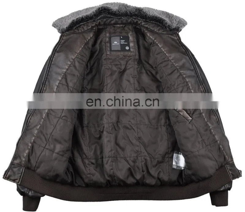 2015 lastest fashion leather top grade fur collar coat men