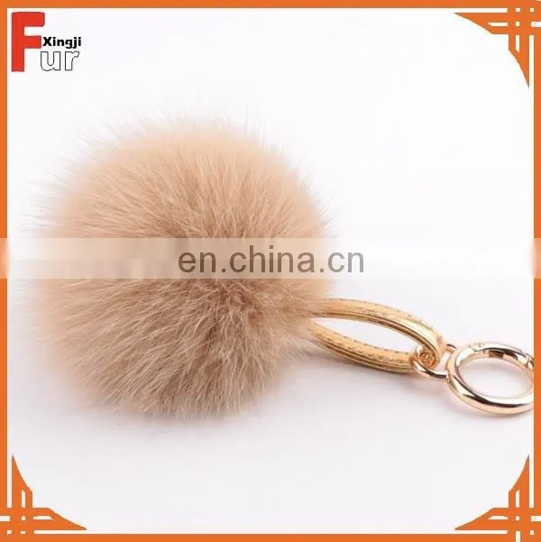 Wholesale Genuine Fox Fur Keychain Luxury Fox Fur Pompom Keychain Fashion Ball Pandent Gift