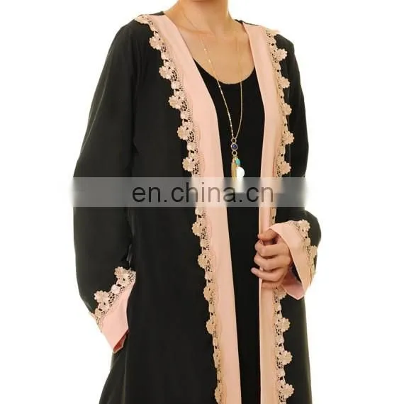 2017 New Design Wholesale Dubai Abaya Islamic Clothing Kimono Open Front Muslim Women Abaya