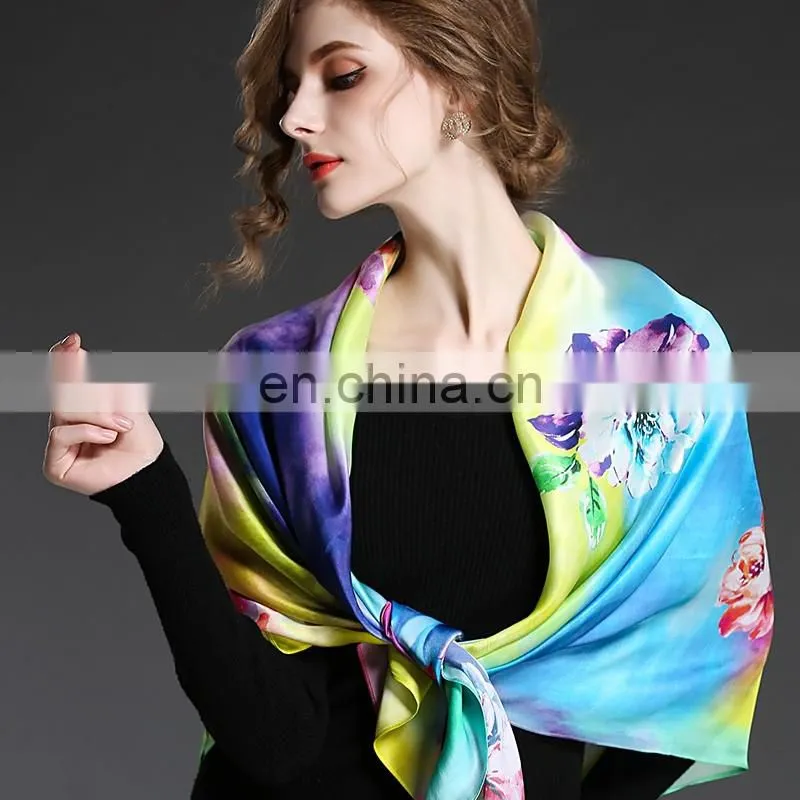 Digital printing new women's fashion lady silk scarf shawl