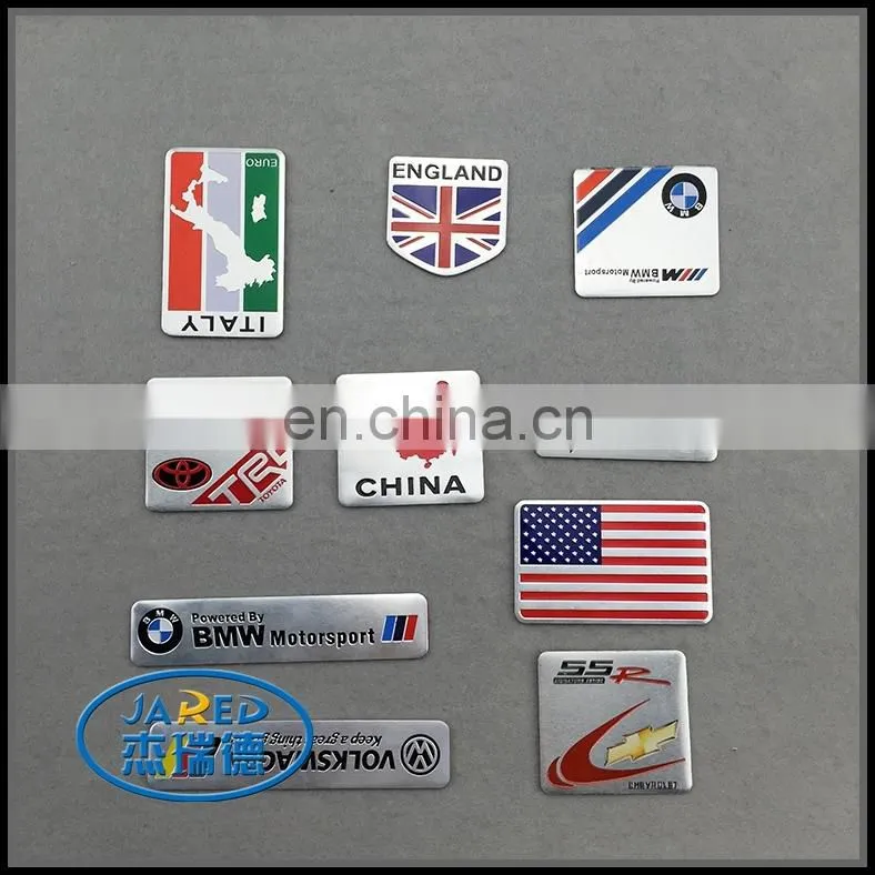 customized rectangle chrome abs car flag metal badge