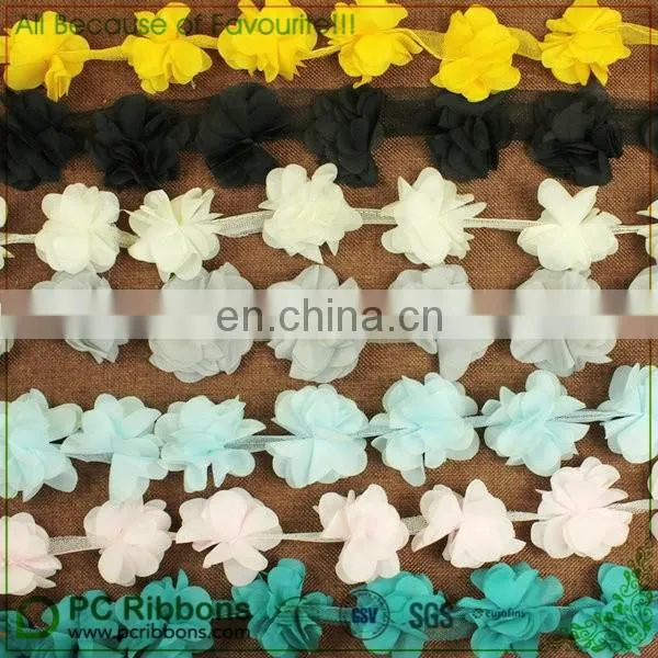 2016 Hot sale Vintage 6 petals chiffon flying flower trims lace