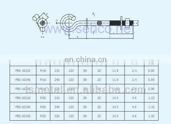 Galvanized steel insulator hook eye bolt with washer