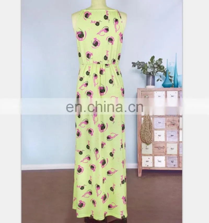 2019 cotton clothing green floral printed baby summer dresses mother daughter matching dresses